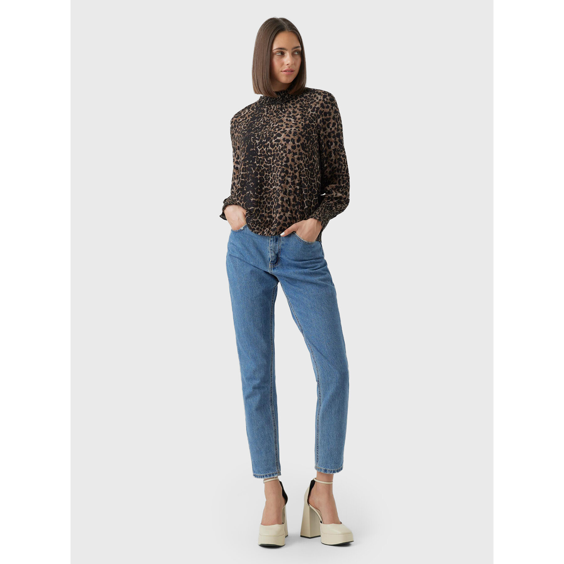 Vero Moda Blúzka Kittie 10276212 Hnedá Relaxed Fit - Pepit.sk