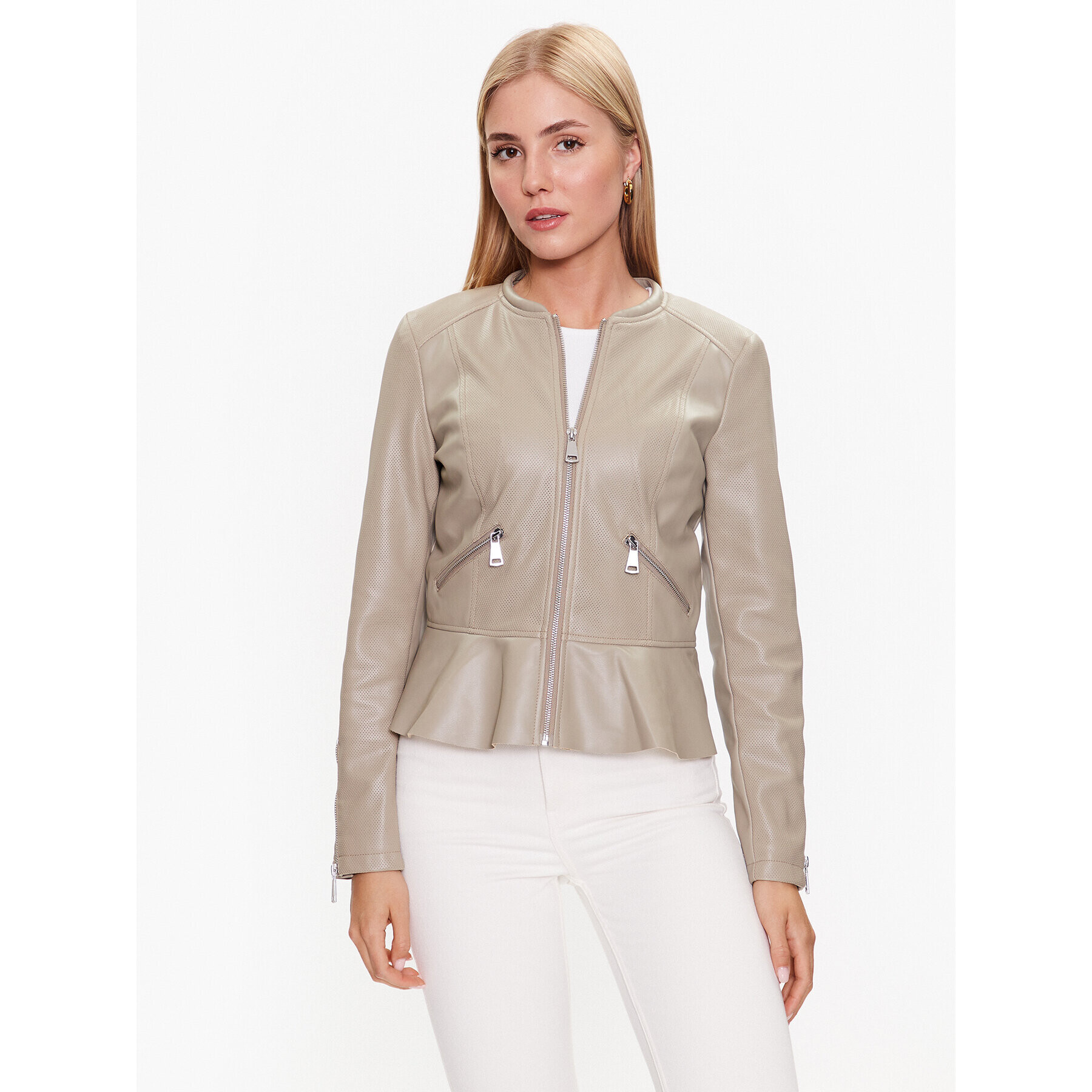 Vero Moda Bunda z imitácie kože Avery Ally 10286341 Béžová Regular Fit - Pepit.sk