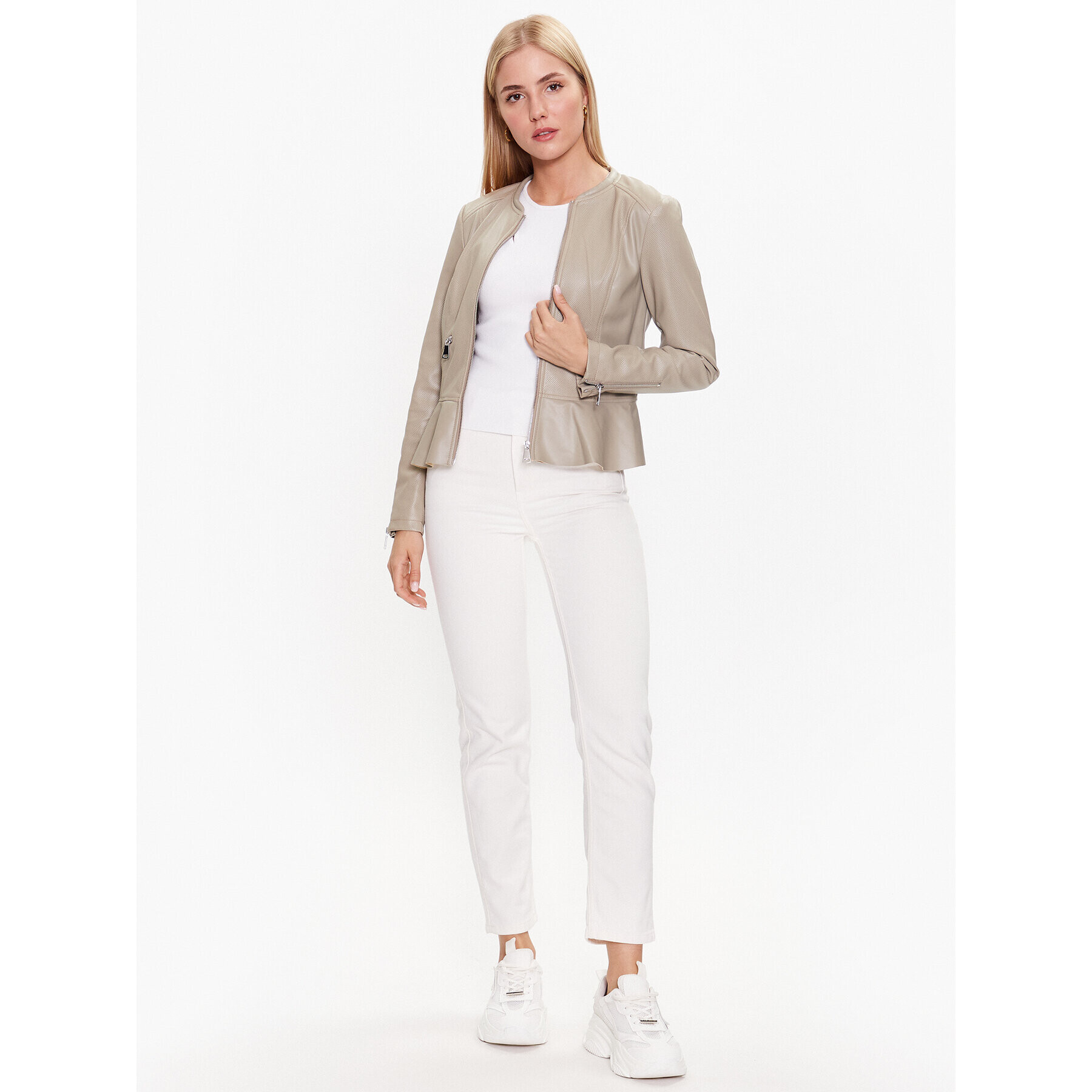 Vero Moda Bunda z imitácie kože Avery Ally 10286341 Béžová Regular Fit - Pepit.sk