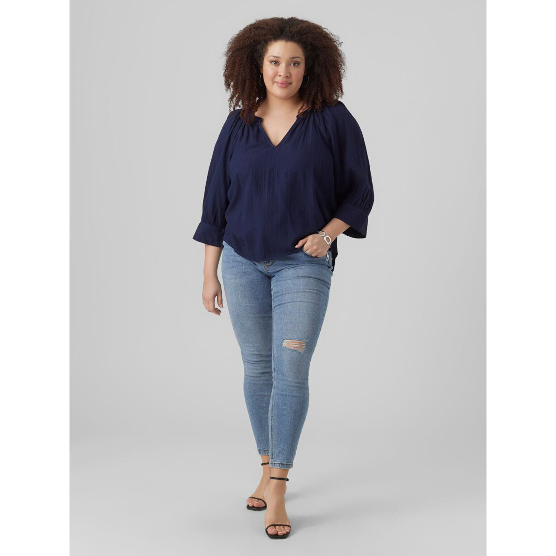 Vero Moda Curve Blúzka 10289457 Modrá Regular Fit - Pepit.sk