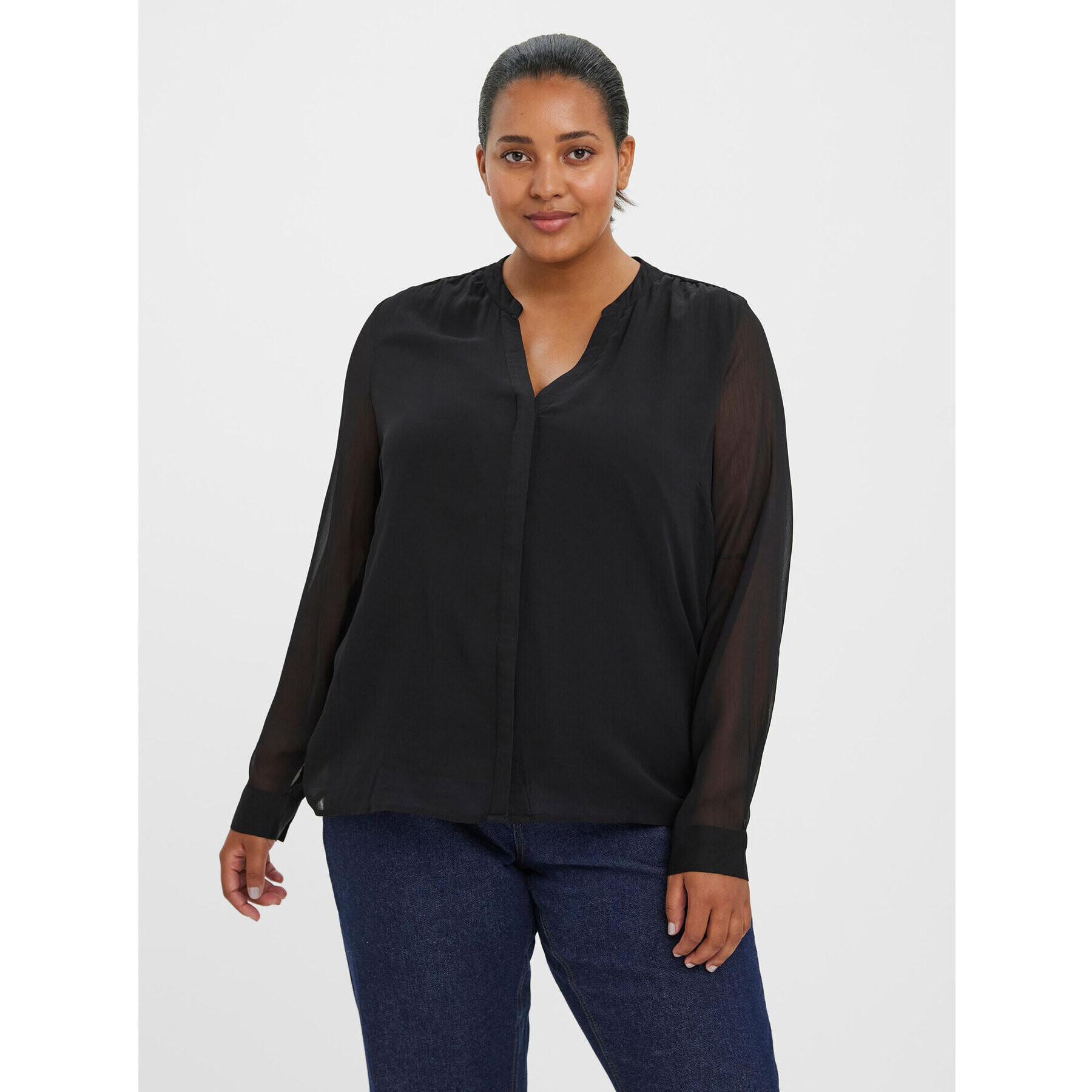 Vero Moda Curve Blúzka Kaya 10280402 Čierna Regular Fit - Pepit.sk