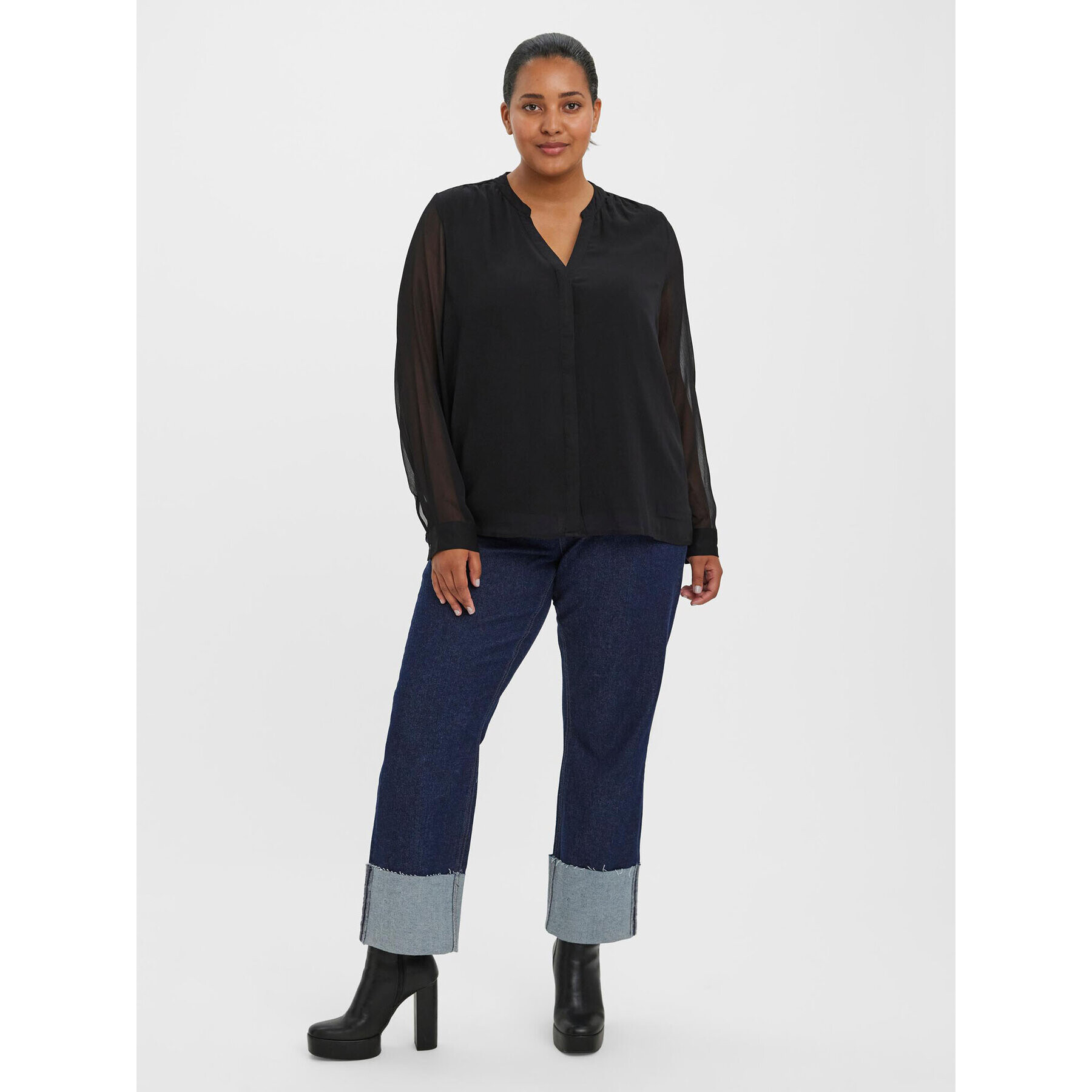 Vero Moda Curve Blúzka Kaya 10280402 Čierna Regular Fit - Pepit.sk