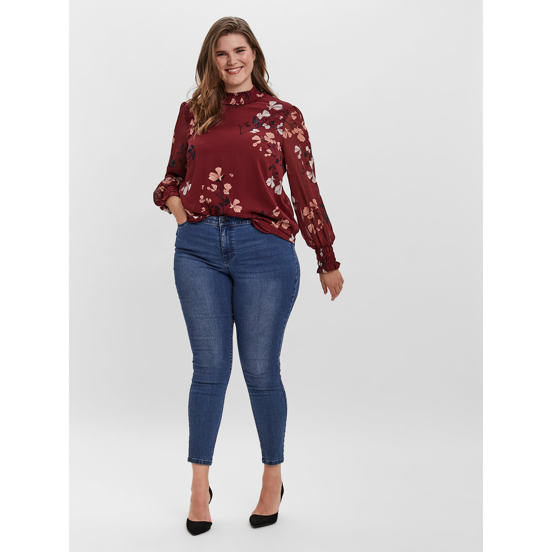 Vero Moda Curve Blúzka Nilla 10264928 Bordová Regular Fit - Pepit.sk