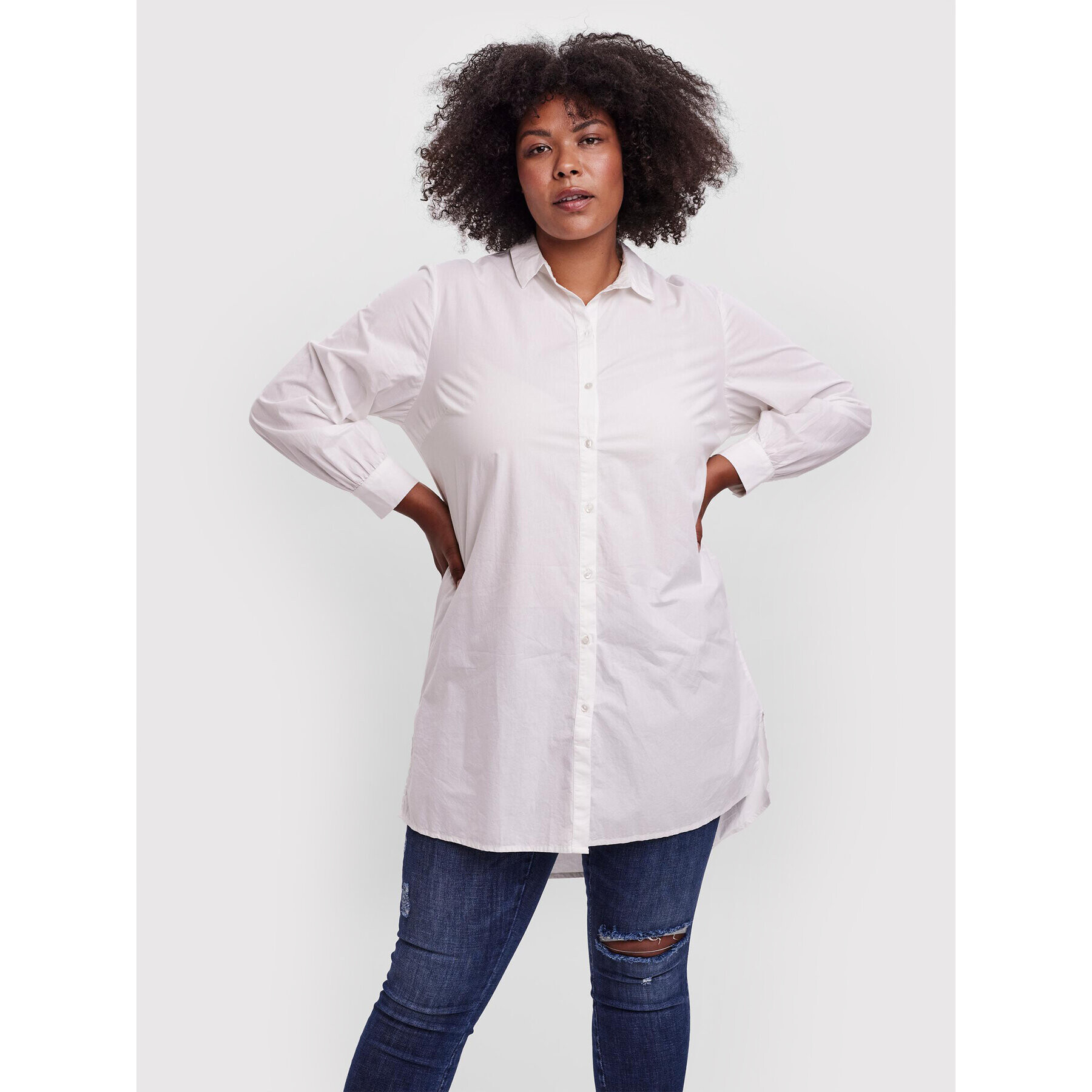 Vero Moda Curve Košeľa Bente 10259019 Biela Loose Fit - Pepit.sk