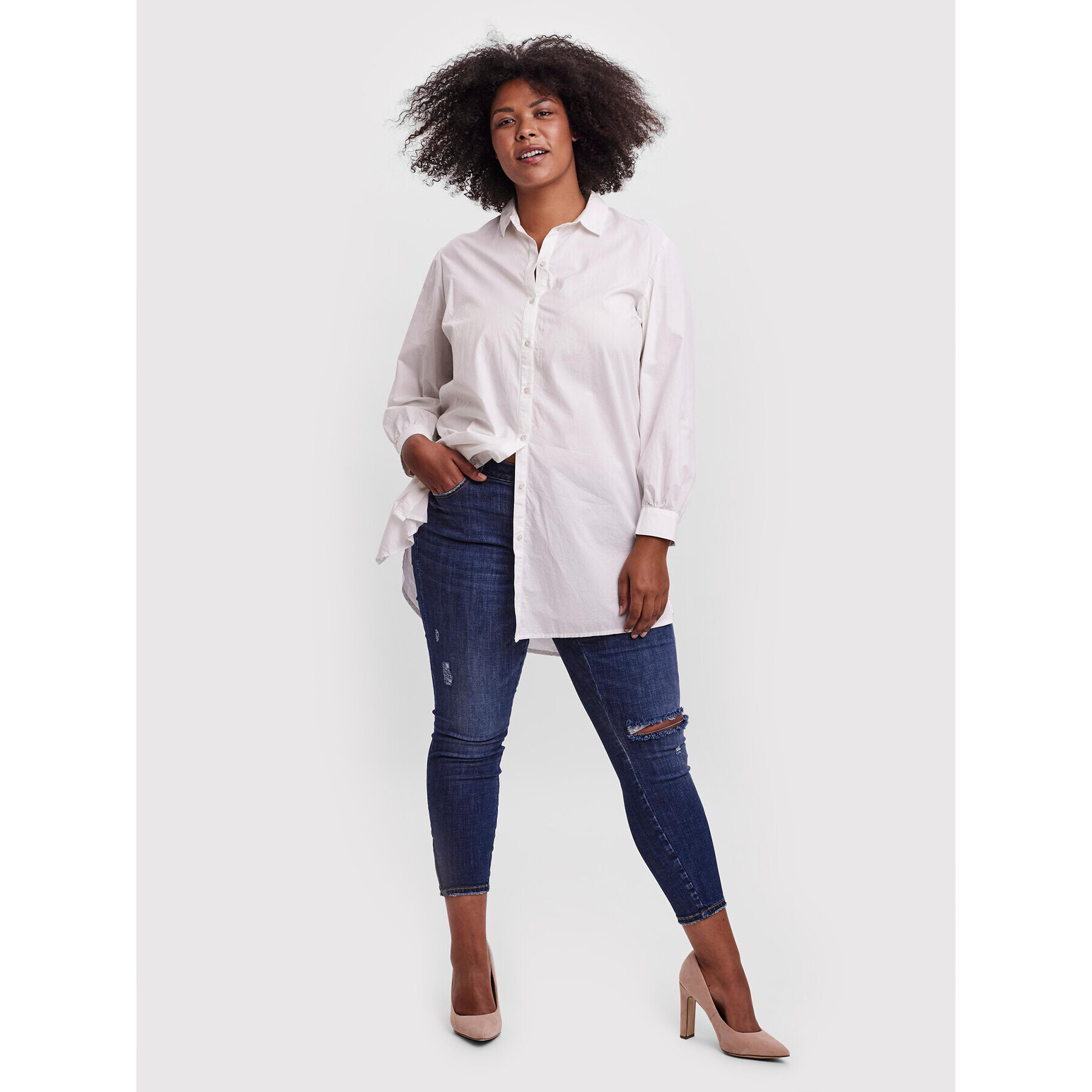 Vero Moda Curve Košeľa Bente 10259019 Biela Loose Fit - Pepit.sk