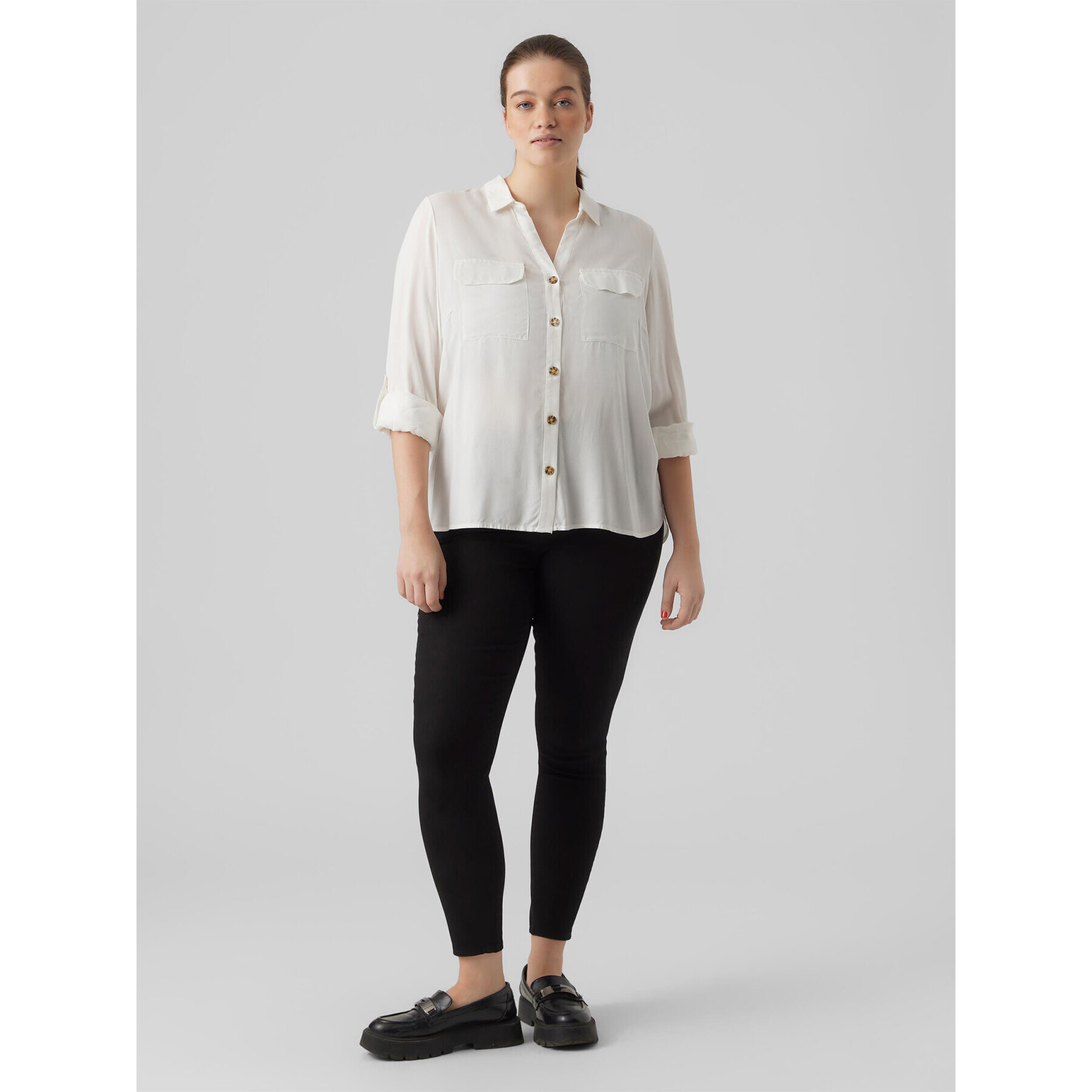 Vero Moda Curve Košeľa Bumpy 10276694 Biela Regular Fit - Pepit.sk