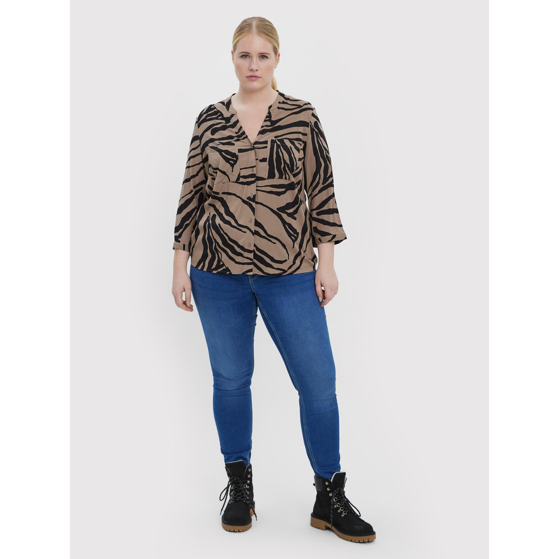 Vero Moda Curve Košeľa Zee 10257512 Hnedá Regular Fit - Pepit.sk