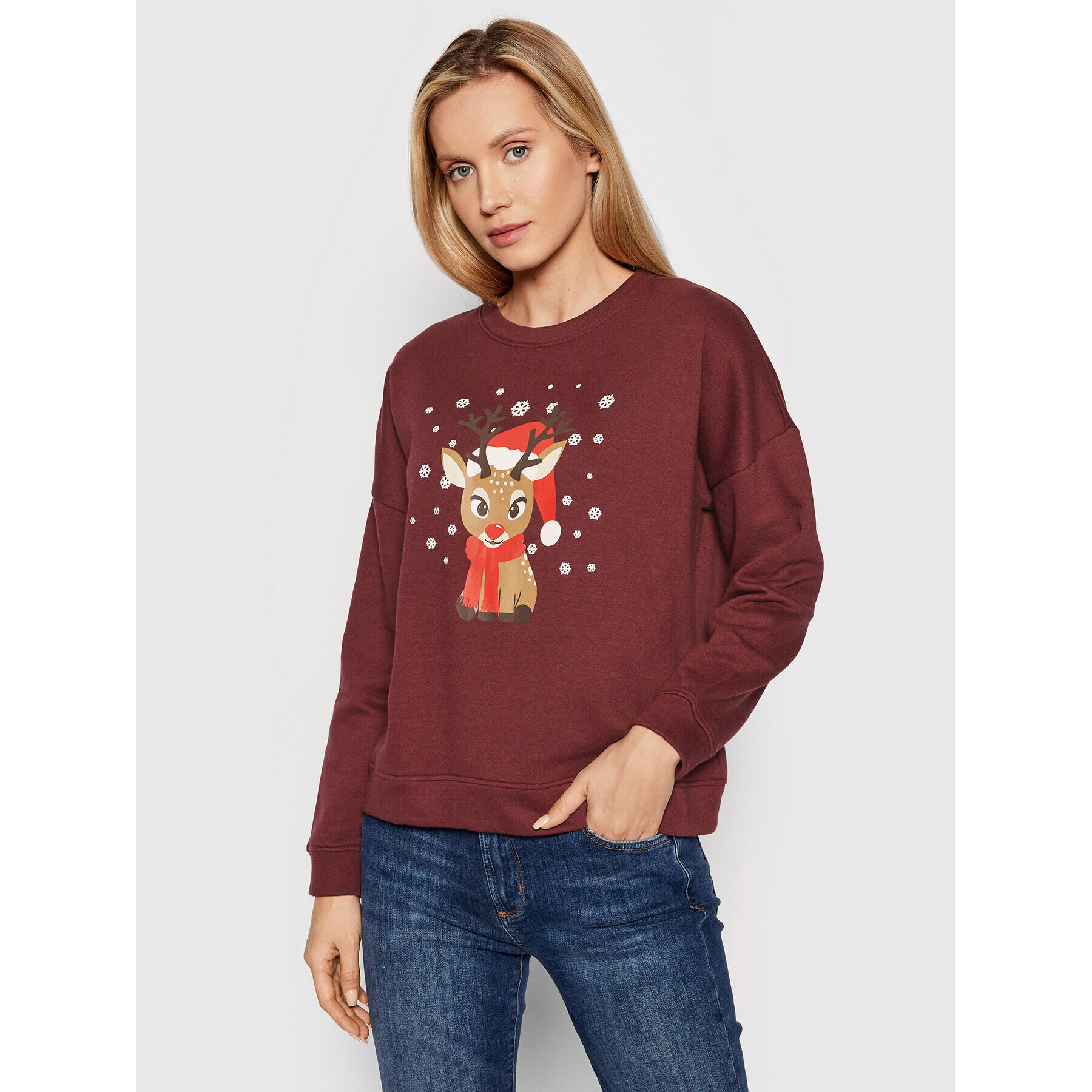 Vero Moda Mikina Reindeer 10262925 Bordová Relaxed Fit - Pepit.sk