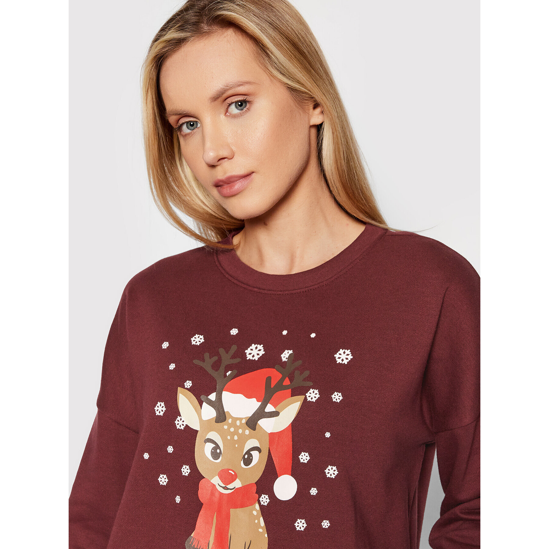 Vero Moda Mikina Reindeer 10262925 Bordová Relaxed Fit - Pepit.sk