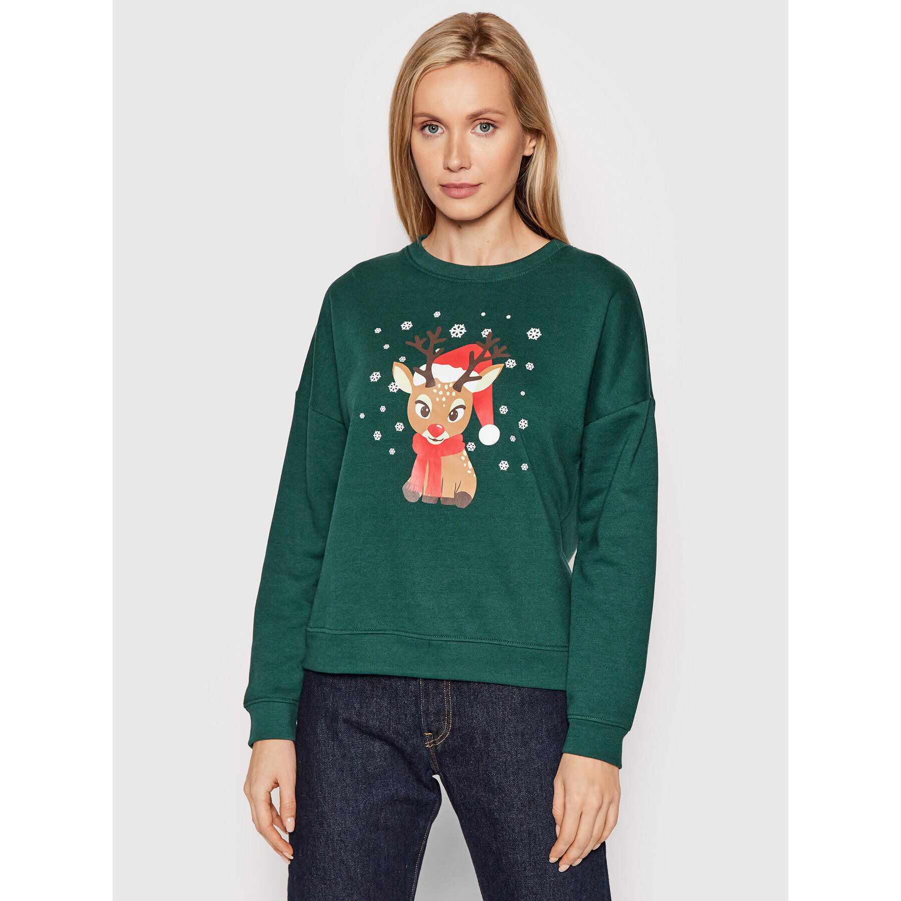 Vero Moda Mikina Reindeer 10262925 Zelená Relaxed Fit - Pepit.sk