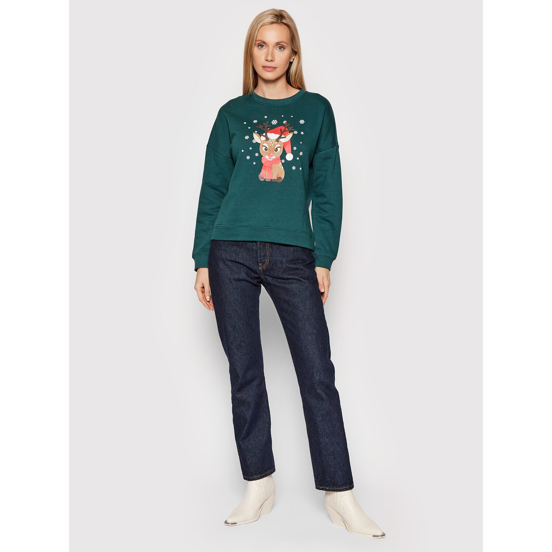 Vero Moda Mikina Reindeer 10262925 Zelená Relaxed Fit - Pepit.sk