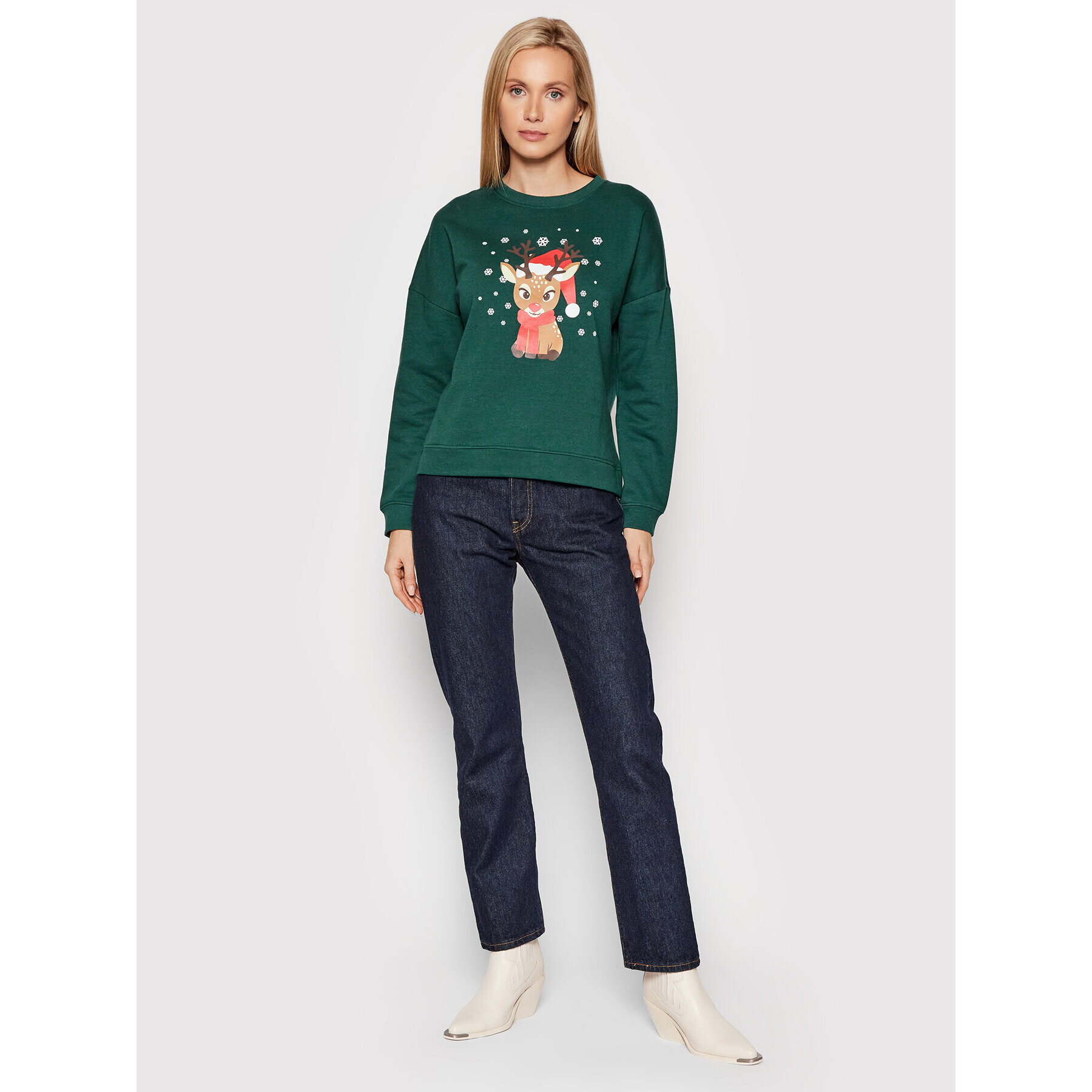 Vero Moda Mikina Reindeer 10262925 Zelená Relaxed Fit - Pepit.sk