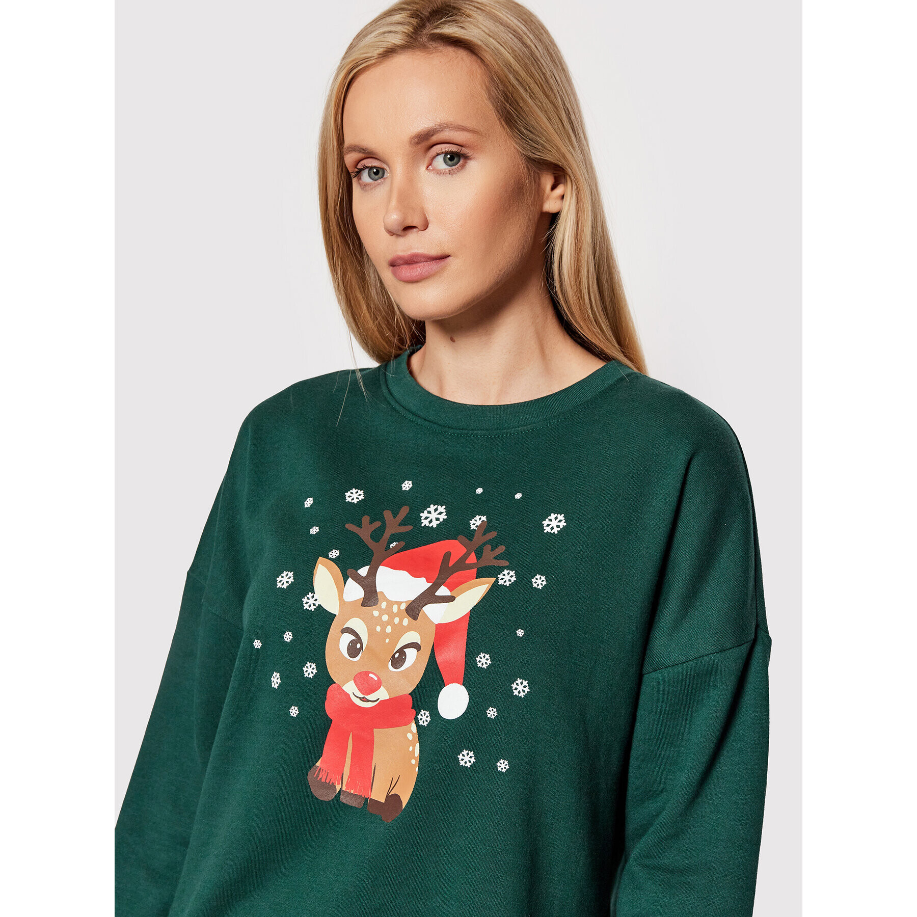 Vero Moda Mikina Reindeer 10262925 Zelená Relaxed Fit - Pepit.sk