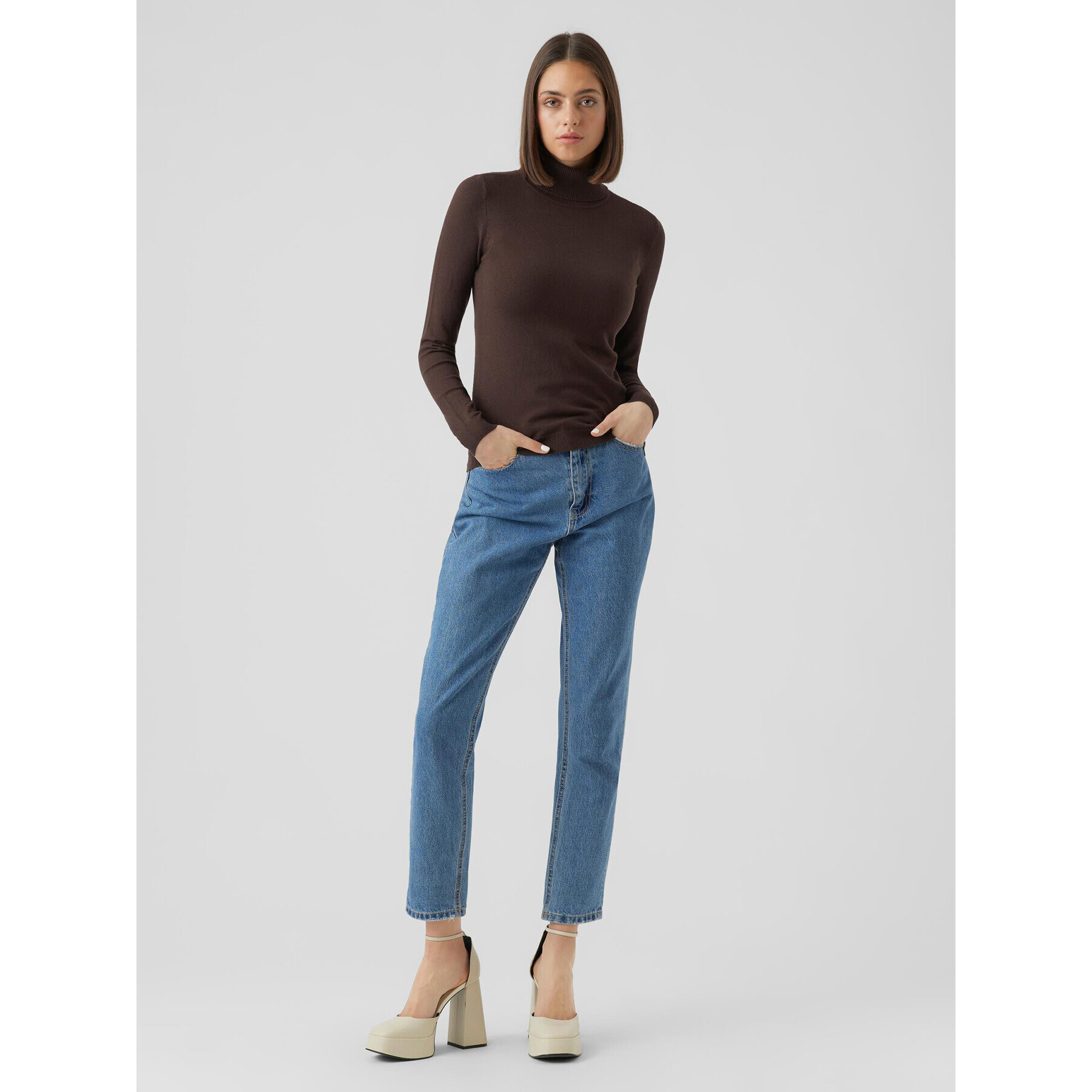 Vero Moda Rolák Happiness 10238127 Hnedá Regular Fit - Pepit.sk