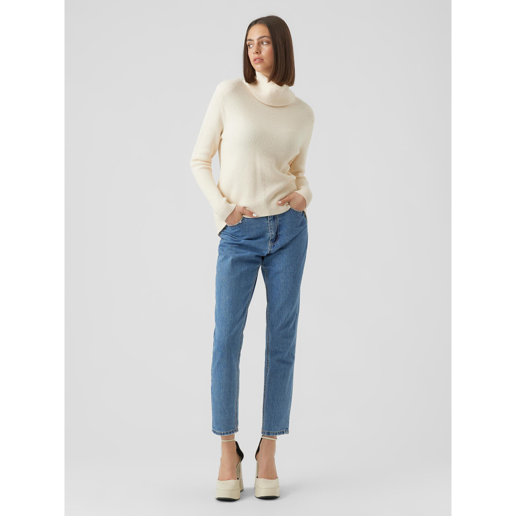 Vero Moda Rolák Holly 10268920 Écru Relaxed Fit - Pepit.sk