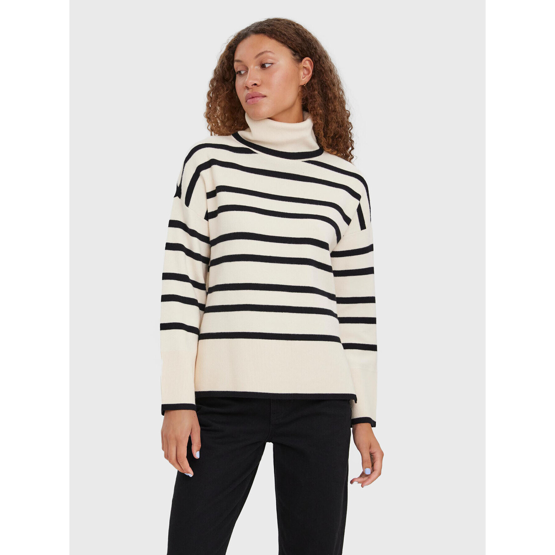 Vero Moda Rolák Saba 10272469 Écru Regular Fit - Pepit.sk