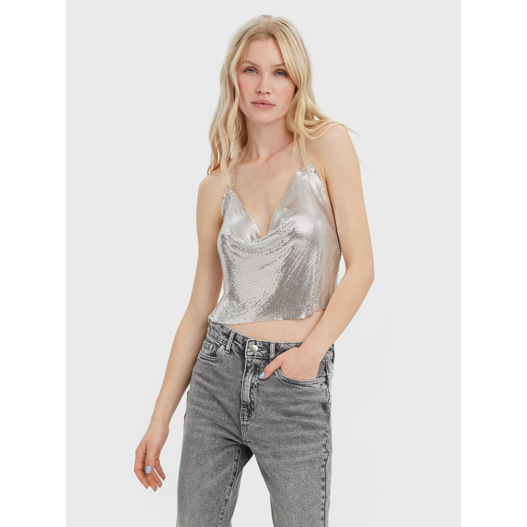 Vero Moda Top Kassia 10277040 Strieborná Regular Fit - Pepit.sk