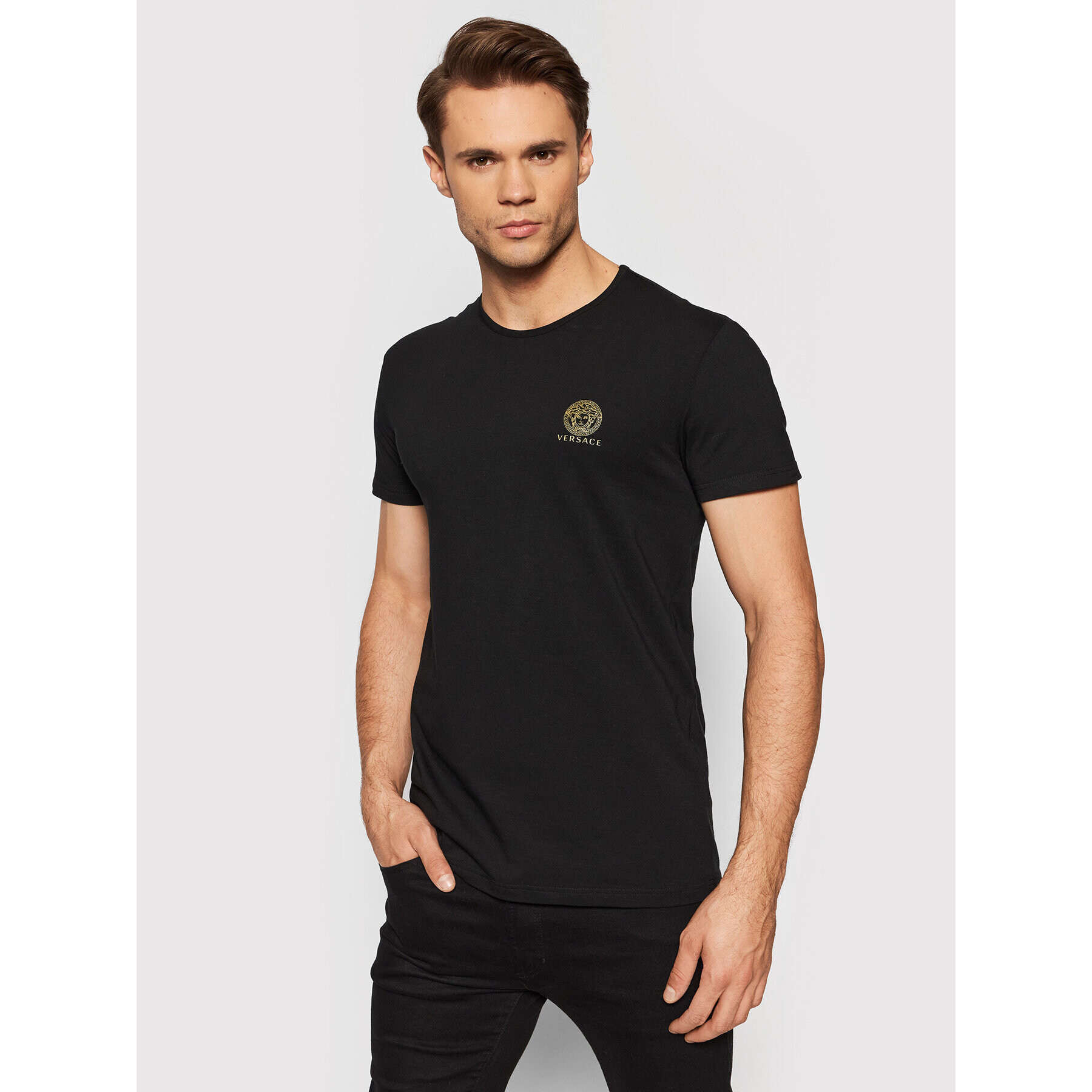 Versace 2-dielna súprava tričiek AU10193 Čierna Slim Fit - Pepit.sk