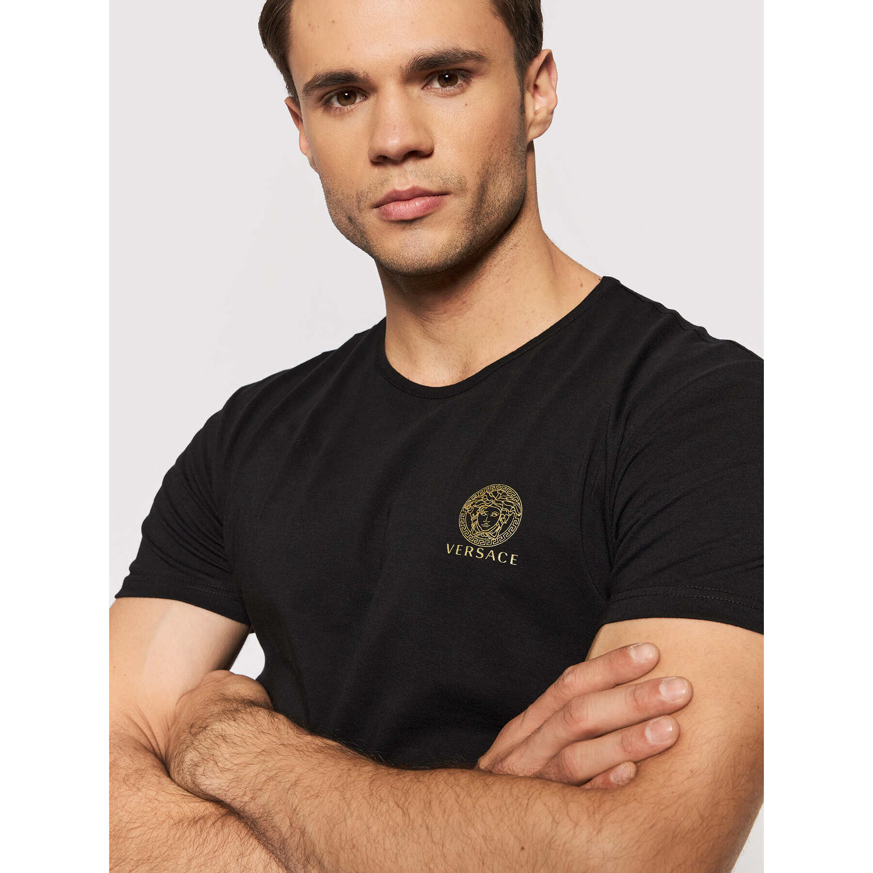 Versace 2-dielna súprava tričiek AU10193 Čierna Slim Fit - Pepit.sk