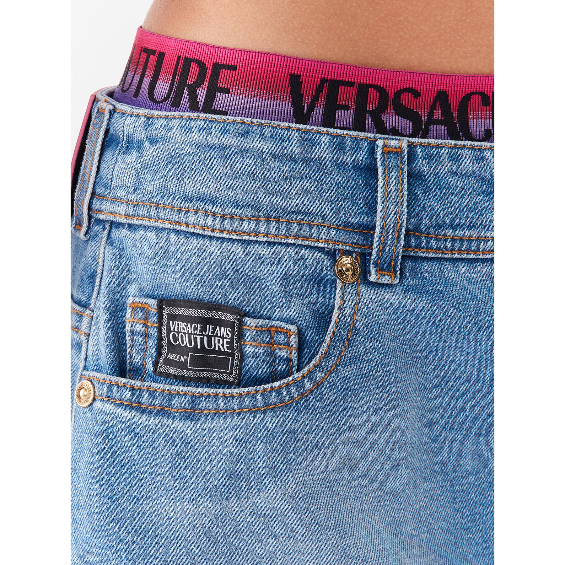 Versace Jeans Couture Mini sukňa 74HAE85B Modrá Regular Fit - Pepit.sk