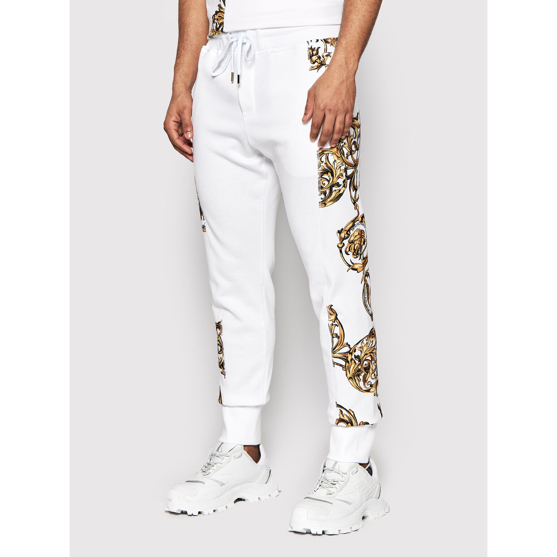 Versace Jeans Couture Teplákové nohavice Contr Print Garland 72GAA3C9 Biela Regular Fit - Pepit.sk