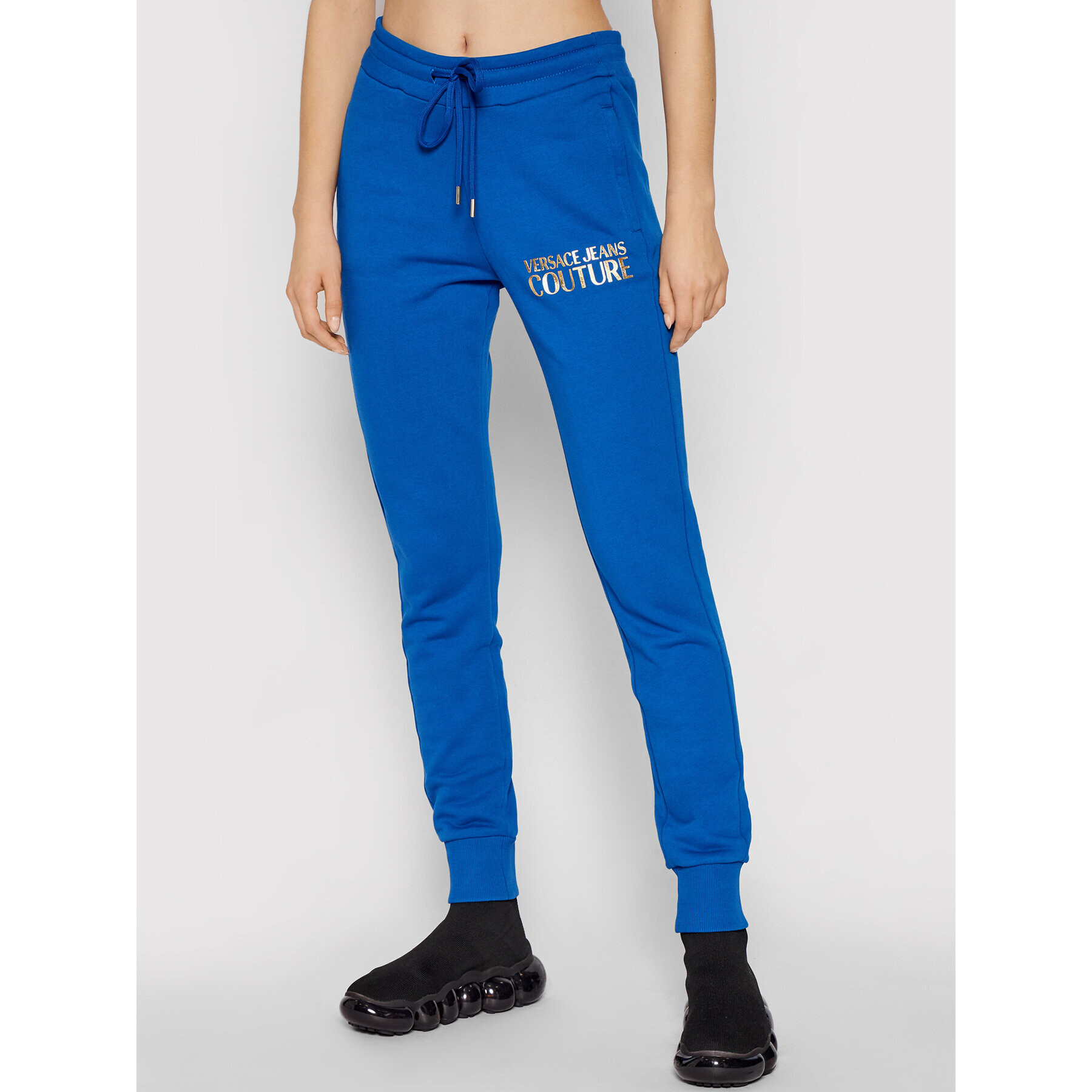 Versace Jeans Couture Teplákové nohavice Logo Foil 71HAAT04 Modrá Regular Fit - Pepit.sk