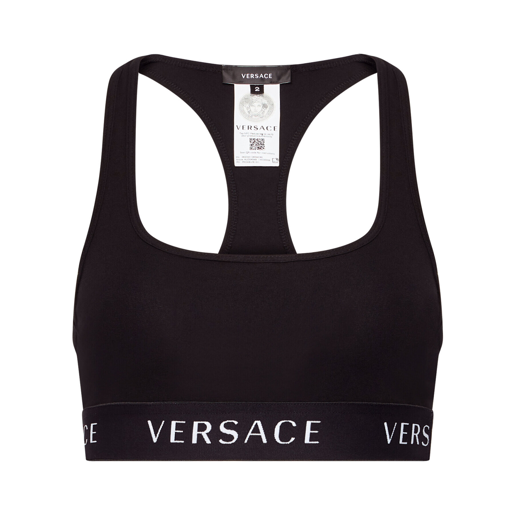 Versace Podprsenkový top Logo Sports AUD04068 Čierna - Pepit.sk