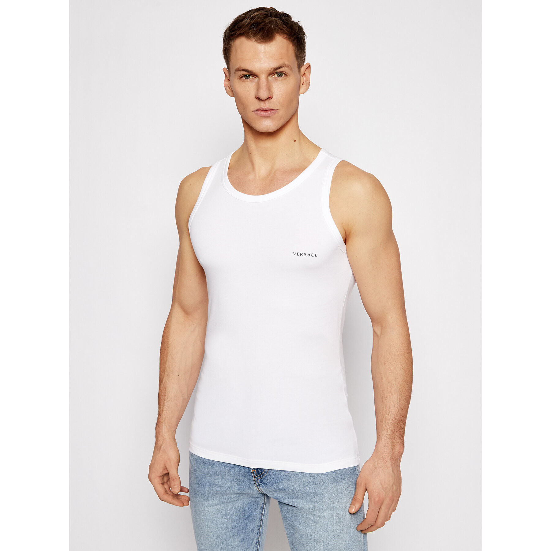 Versace Tank top Canotta AUU04022 Biela Slim Fit - Pepit.sk