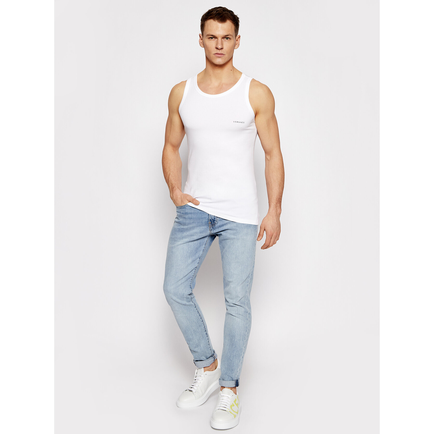 Versace Tank top Canotta AUU04022 Biela Slim Fit - Pepit.sk