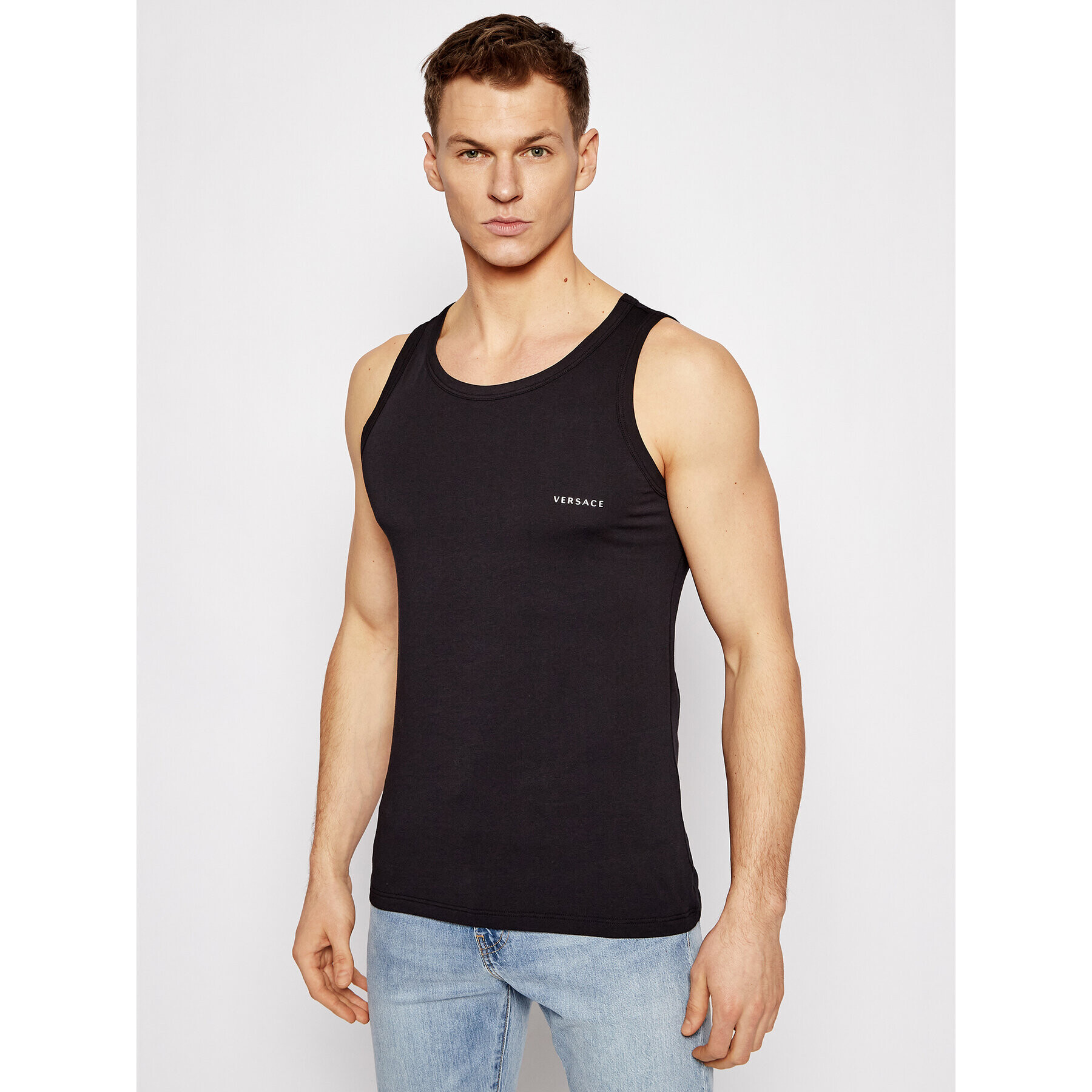 Versace Tank top Canotta AUU04022 Čierna Slim Fit - Pepit.sk