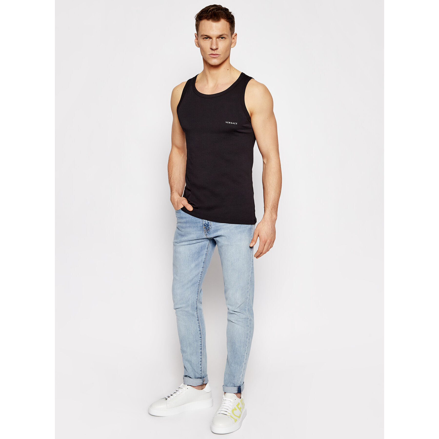 Versace Tank top Canotta AUU04022 Čierna Slim Fit - Pepit.sk