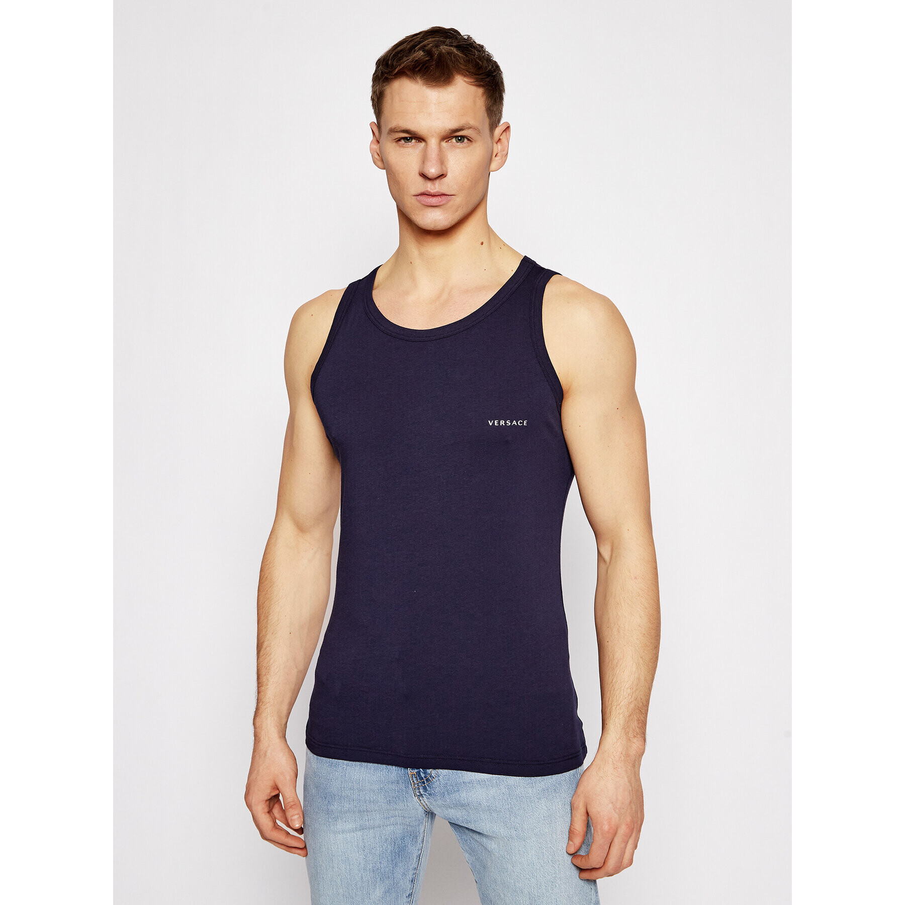 Versace Tank top Canotta AUU04022 Tmavomodrá Slim Fit - Pepit.sk