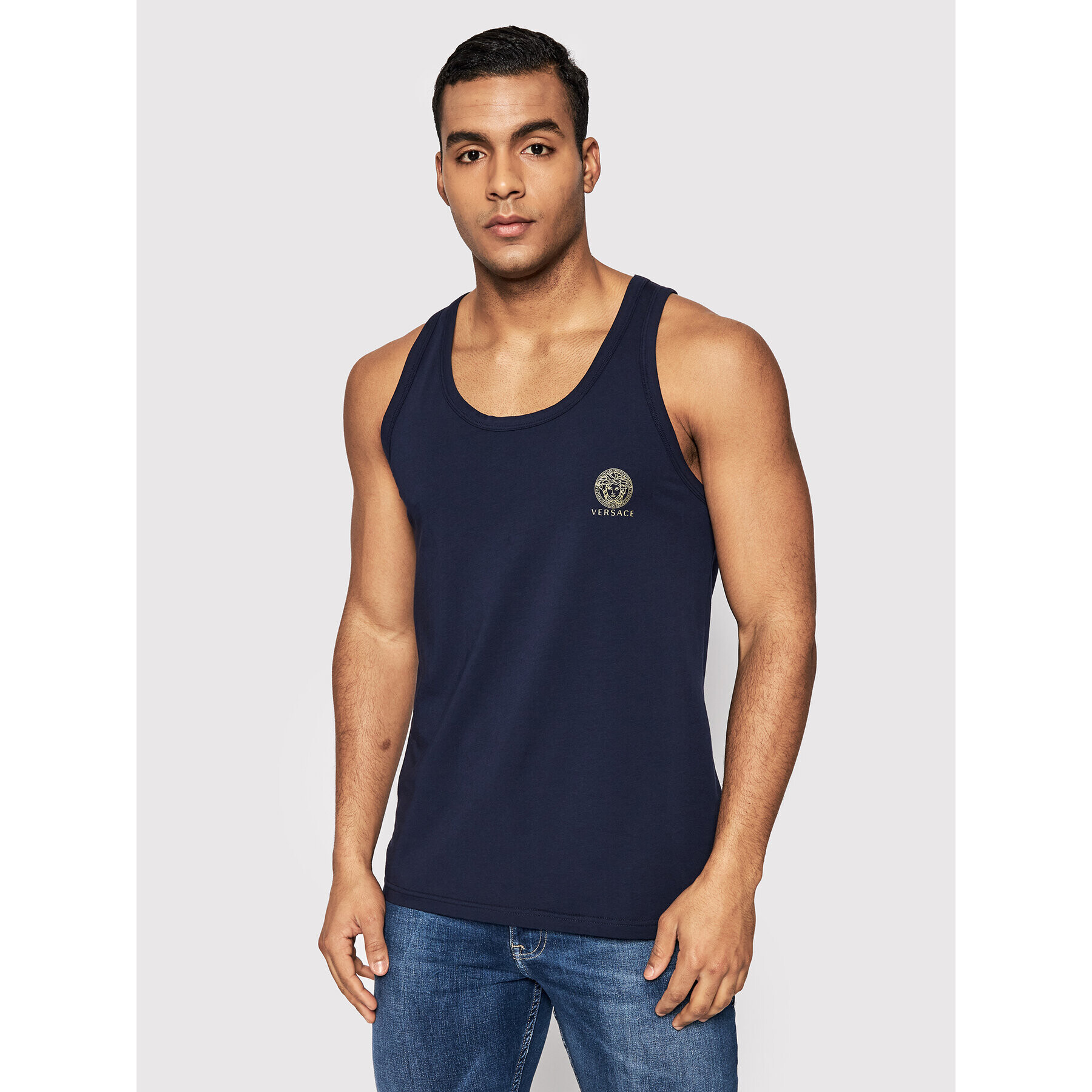 Versace Tank top Medusa AUU01012 Tmavomodrá Regular Fit - Pepit.sk