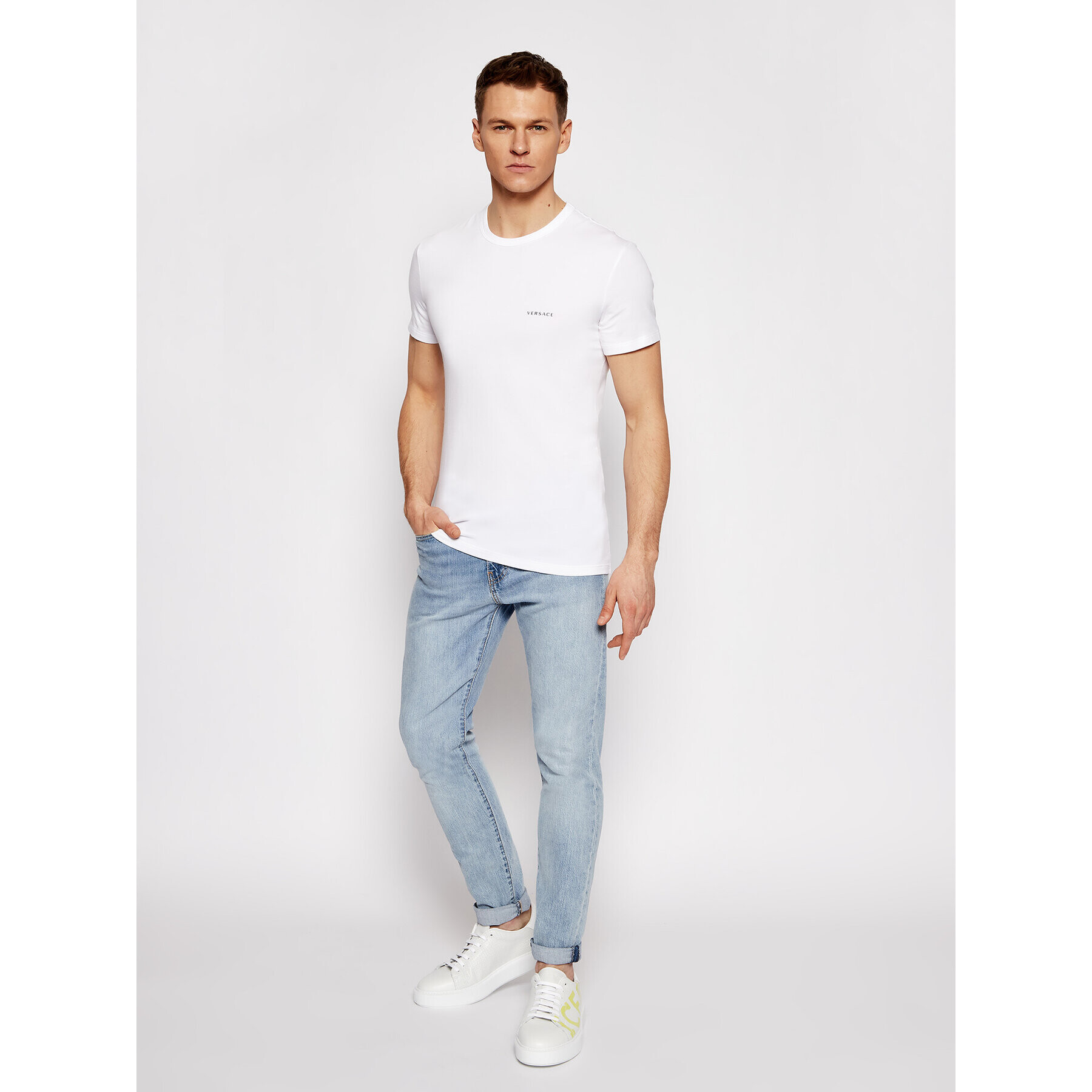 Versace Tričko Mc Girocollo AUU04023 Biela Slim Fit - Pepit.sk