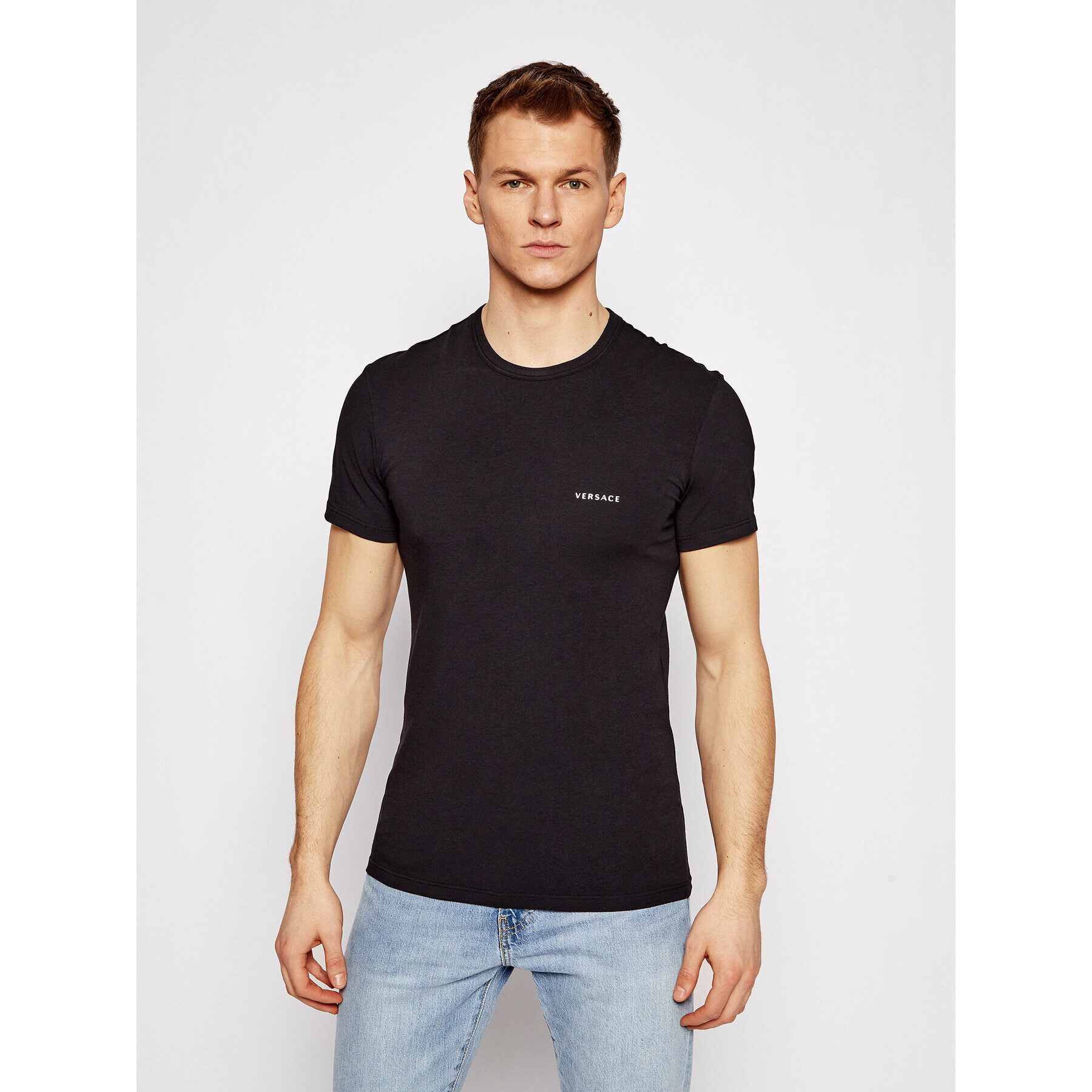 Versace Tričko Mc Girocollo AUU04023 Čierna Slim Fit - Pepit.sk