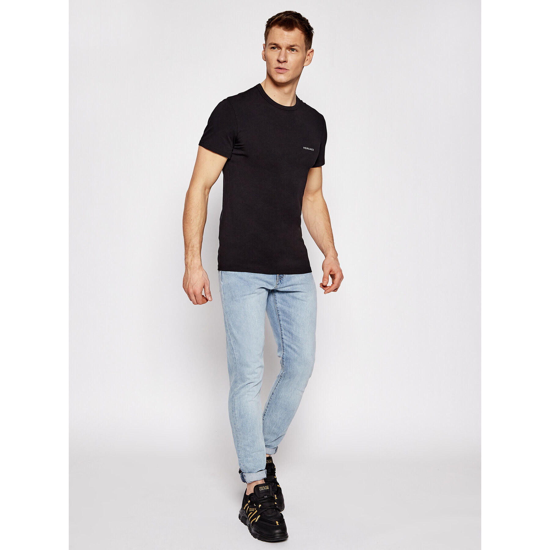 Versace Tričko Mc Girocollo AUU04023 Čierna Slim Fit - Pepit.sk