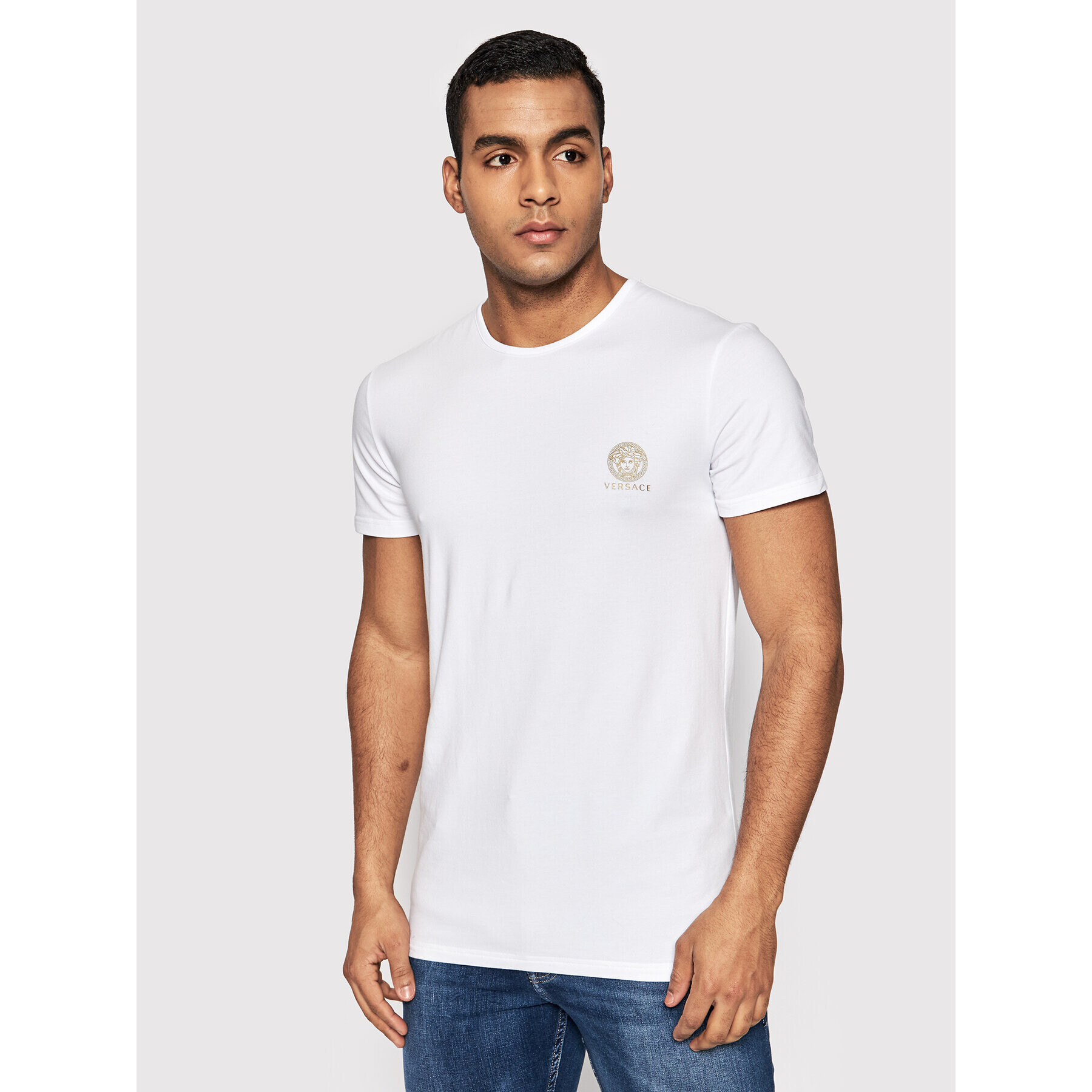 Versace Tričko Mc Girocollo Intimo Uomo AUU01005 Biela Slim Fit - Pepit.sk