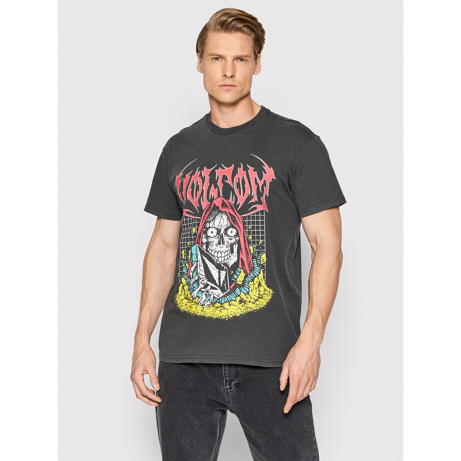 Volcom Tričko Skate Vitals Crypt Ripper A5212203 Čierna Modern Fit - Pepit.sk