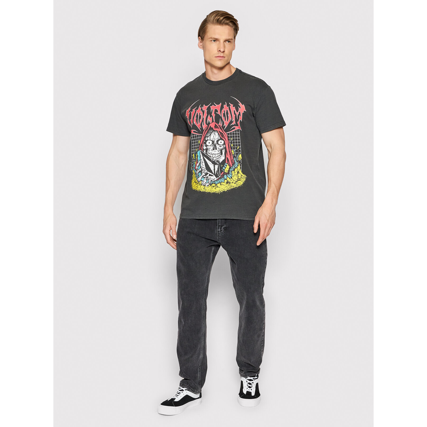 Volcom Tričko Skate Vitals Crypt Ripper A5212203 Čierna Modern Fit - Pepit.sk