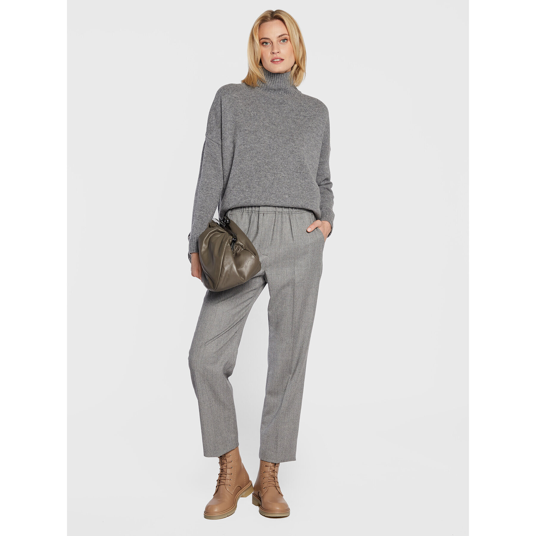 Weekend Max Mara Bavlnené nohavice Alca 51360423 Sivá Relaxed Fit - Pepit.sk