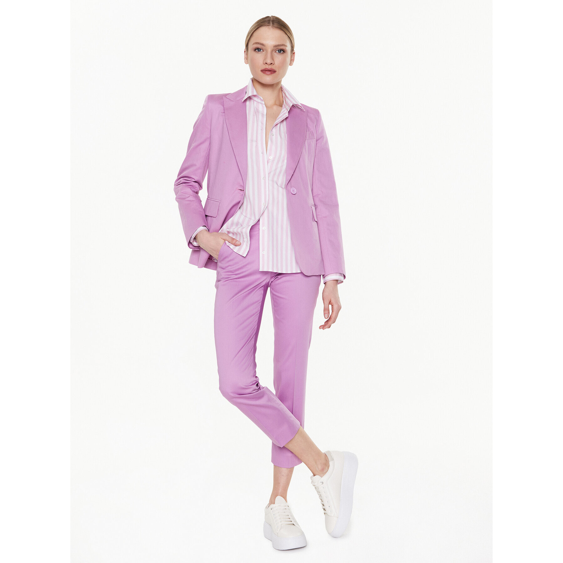 Weekend Max Mara Bavlnené nohavice Gineceo 23513107 Fialová Slim Fit - Pepit.sk