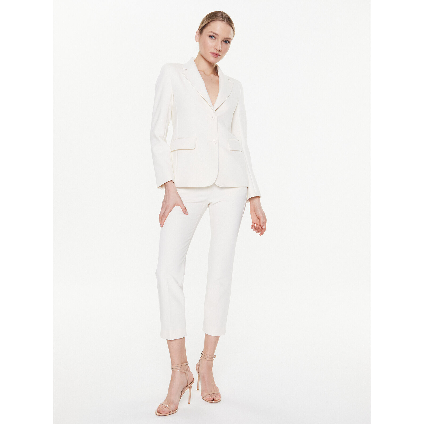 Weekend Max Mara Bavlnené nohavice Rana 2351310137 Écru Slim Fit - Pepit.sk