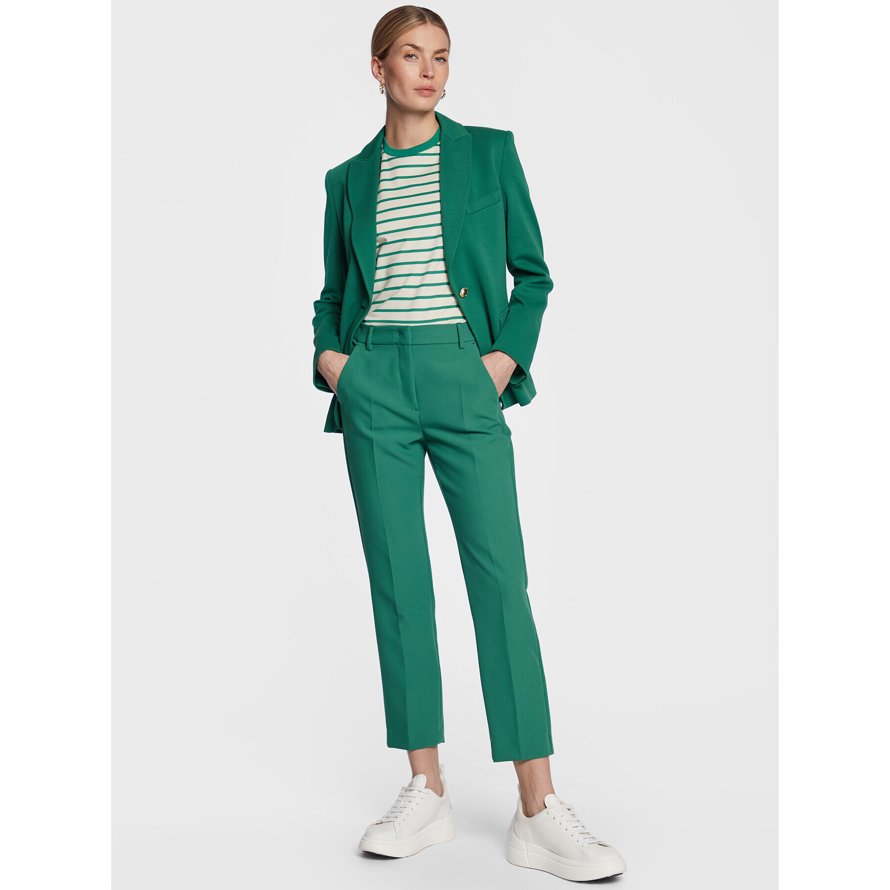 Weekend Max Mara Bavlnené nohavice Rana 2351310137 Zelená Slim Fit - Pepit.sk