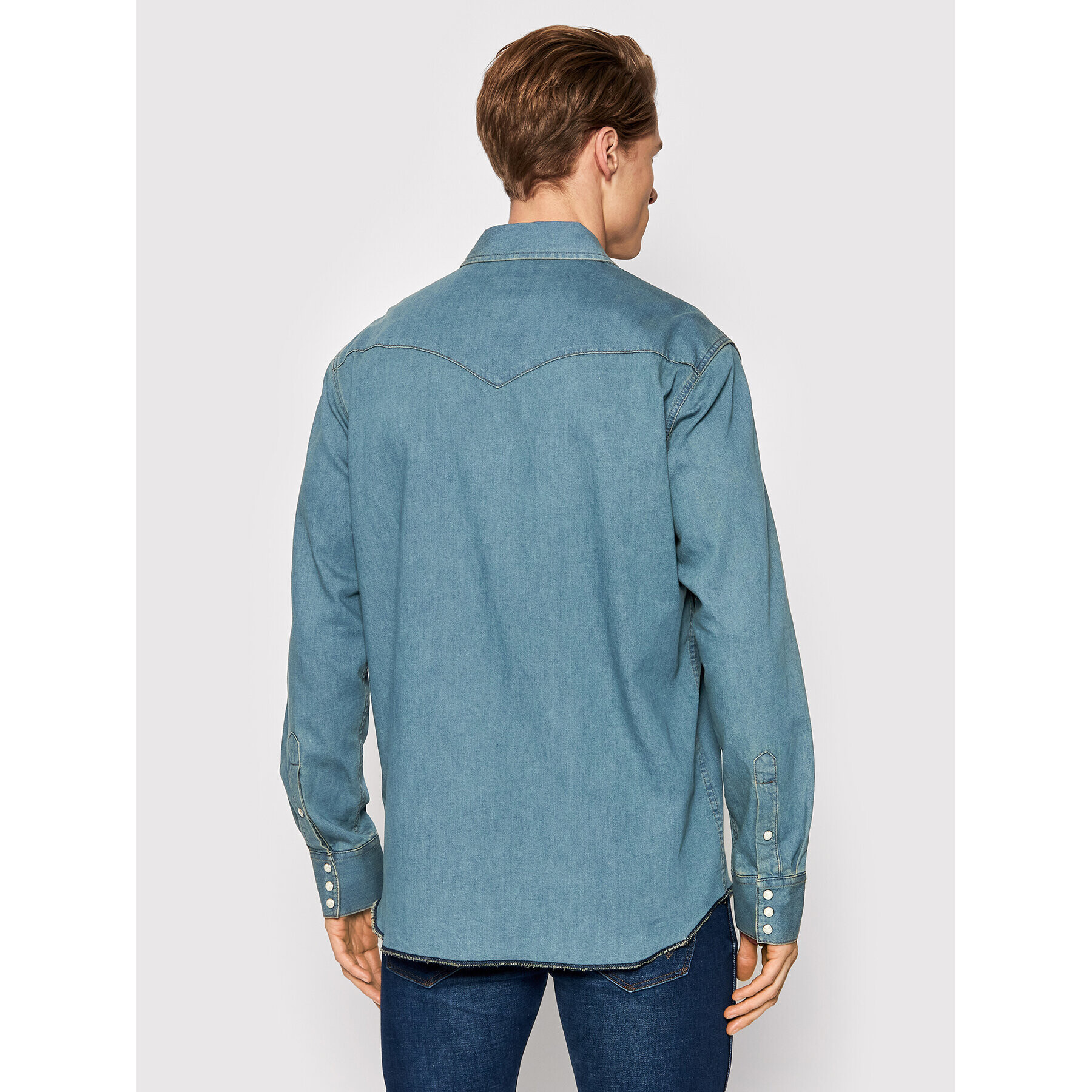 Wrangler džínsová košeľa Ls Workshirt W5D1BKH99 Modrá Regular Fit - Pepit.sk