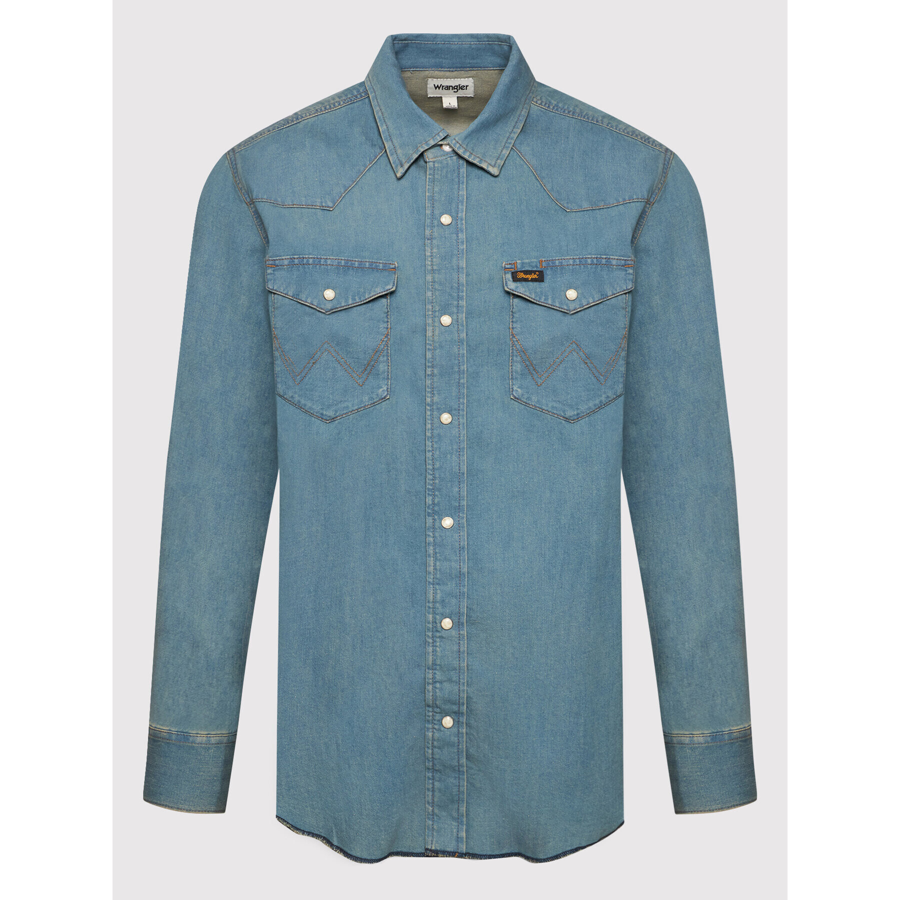 Wrangler džínsová košeľa Ls Workshirt W5D1BKH99 Modrá Regular Fit - Pepit.sk