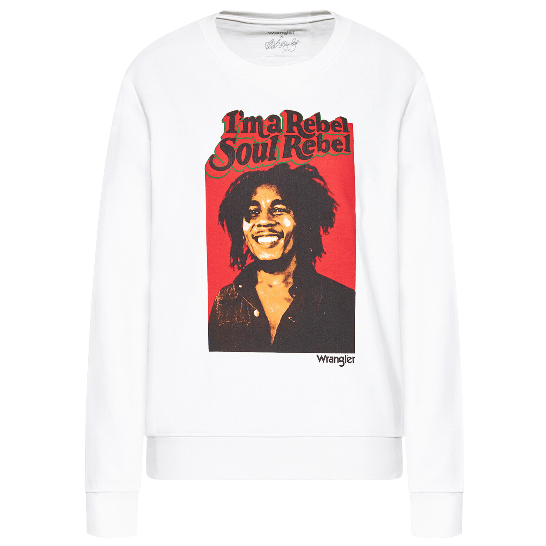 Wrangler Mikina BOB MARLEY Soul Rebel Crew W611H1989 Biela Regular Fit - Pepit.sk