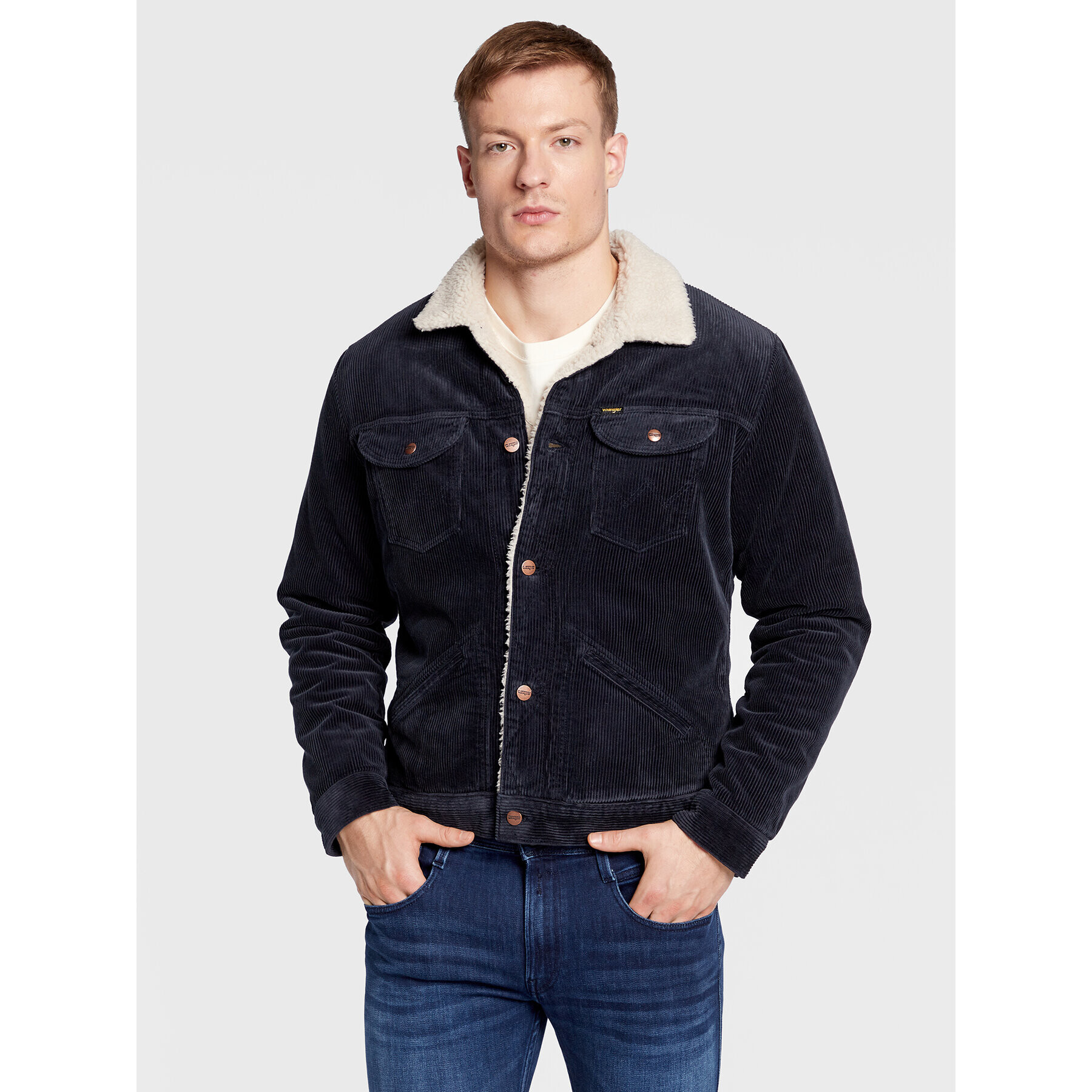 Wrangler Prechodná bunda Sherpa W4MS88114 112320904 Tmavomodrá Regular Fit - Pepit.sk